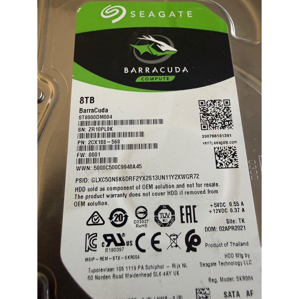 Seagate BarraCuda 8TB Internal HDD 3.5 Inch SATA 6Gb/s ST8000DM004 Hard Drive